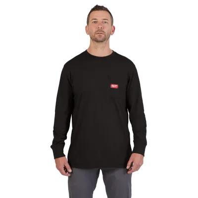 GRIDIRON™ Pocket T-Shirt Long Sleeve, Black, Small