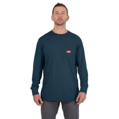 GRIDIRON™ Pocket T-Shirt Long Sleeve, Blue, Large