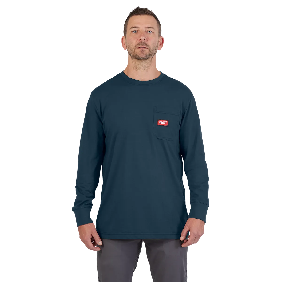 GRIDIRON™ Pocket T-Shirt Long Sleeve, Blue, Medium