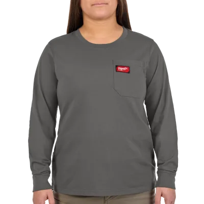 Women's GRIDIRON™ Pocket T-Shirt - Long Sleeve Gray XL