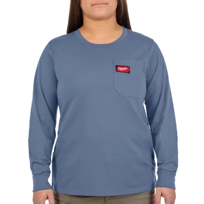 Women's GRIDIRON™ Pocket T-Shirt - Long Sleeve Blue L