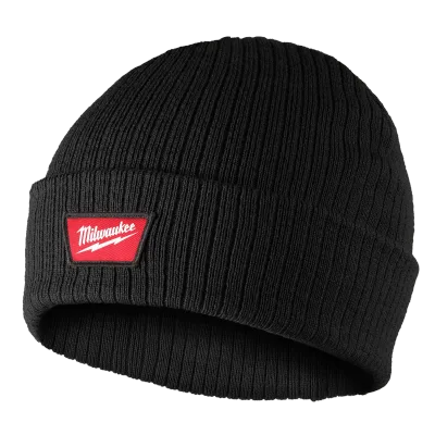 Rib-Knit Cuffed Beanie Black