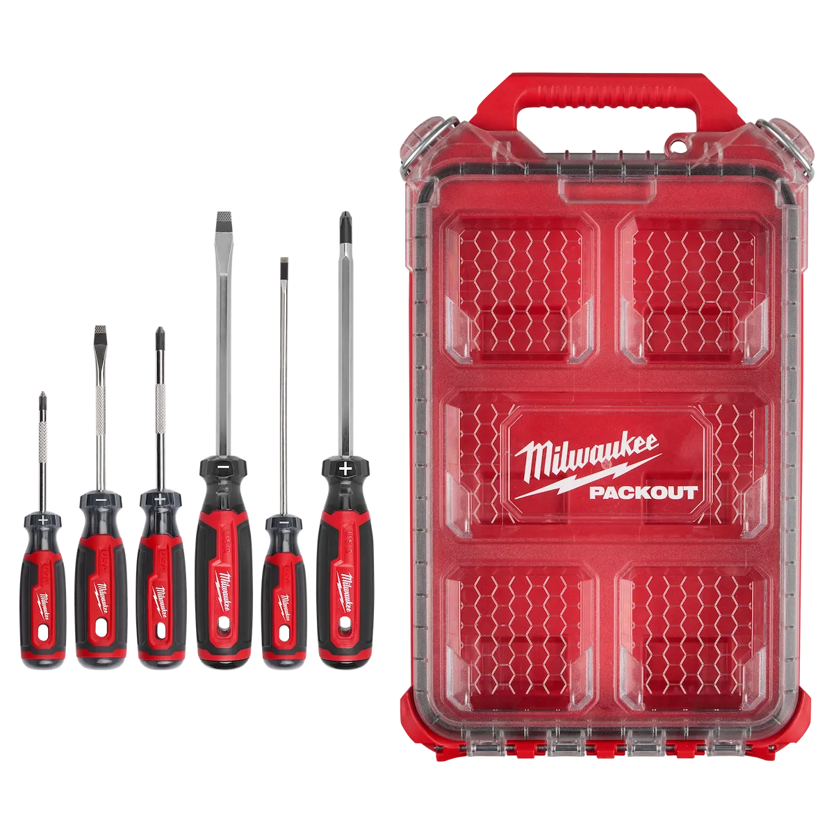 6 PC. Cushion Grip Screwdrivers Set (USA) w/PACKOUT Organizer