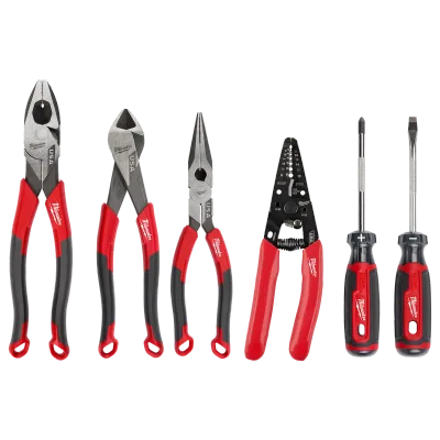 6 PC. Comfort Grip Cutting Pliers, Wire Stripper, & Cushion Grip Screwdrivers Set (USA)