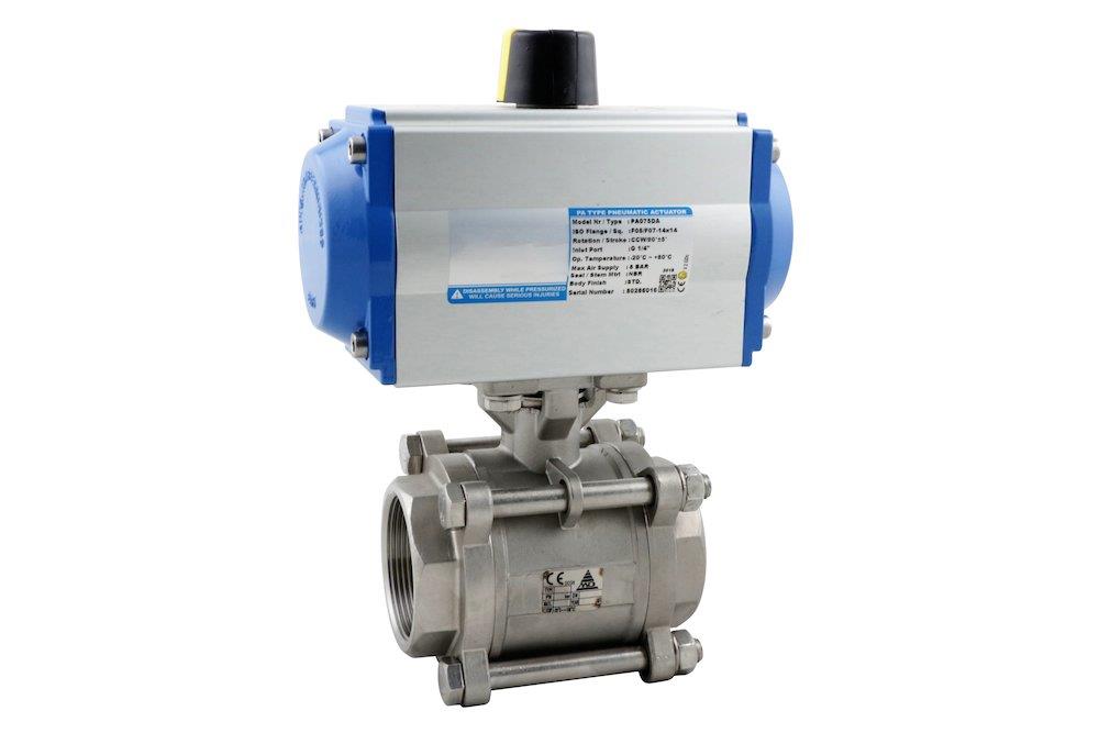 Modentic V-158 Ball Valve with Actuator 316/316/RTFE coupling/coupling pneumatic single-acting - 2 1/2", 2 1/2", 40bar