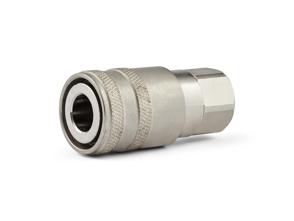 Nito KS heavy-duty Quick Coupling socket brass nickel-plated - 1/4", 6