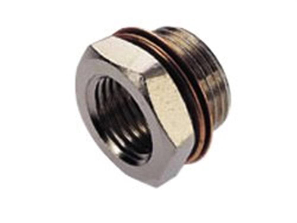Norgren Nipple Socket w/packing brass, nickel-plated BSPP/BSPP - 1/2", 3/8"
