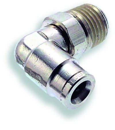 Norgren PUSH-IN Angle Insertion brass, nickel-plated BSPT nipple - 10mm, 1/2"