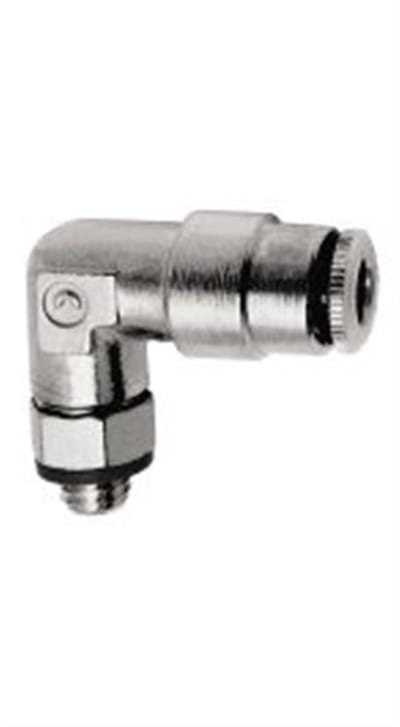 Norgren PUSH-IN Angle Insertion swivel brass, nickel-plated BSPP nipple - 14mm, 1/2"
