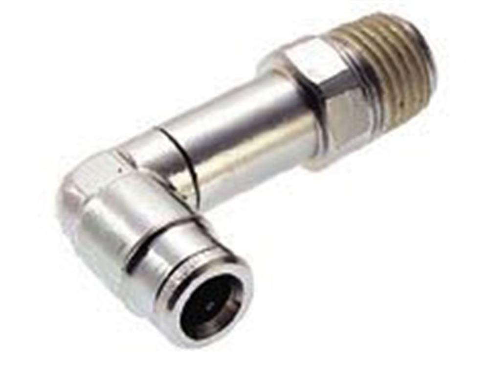 Norgren PUSH-IN Angle Insertion swivel long brass, nickel-plated BSPP nipple - 6mm, 1/4"