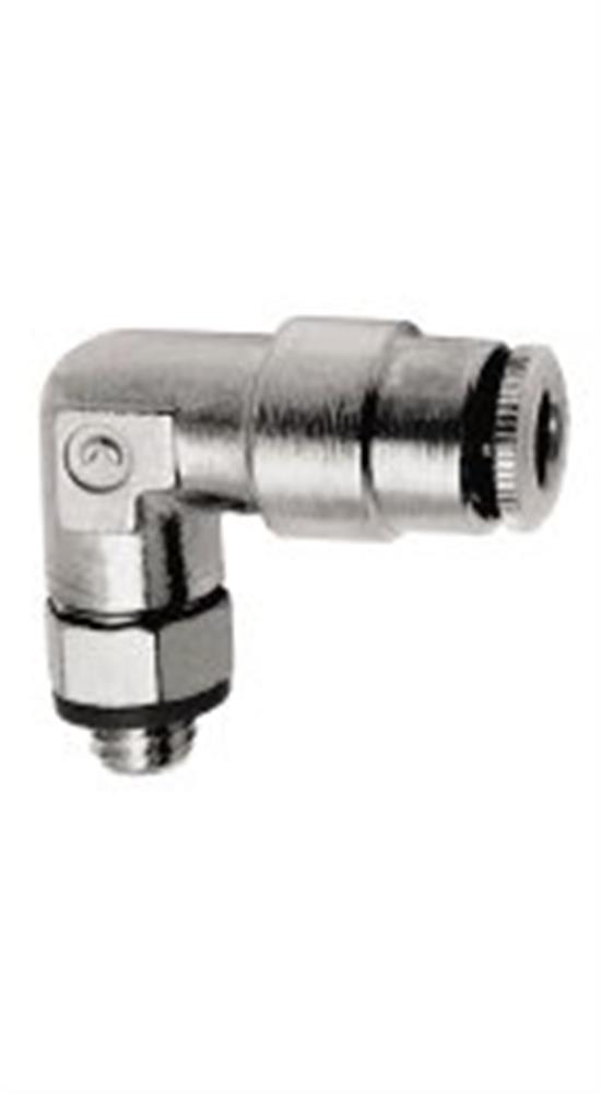 Norgren PUSH-IN Angle Insertion swiveling brass, nickel-plated BSPP nipple - 8mm, 1/8"