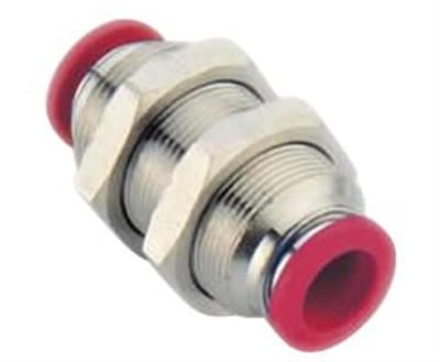 Norgren PUSH-IN Bulkhead fitting nickel-plated brass - 4mm, 4mm