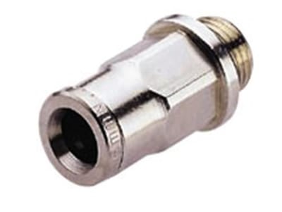 Norgren PUSH-IN Straight Insertion brass, nickel-plated BSPP nipple - 4mm, 1/4"