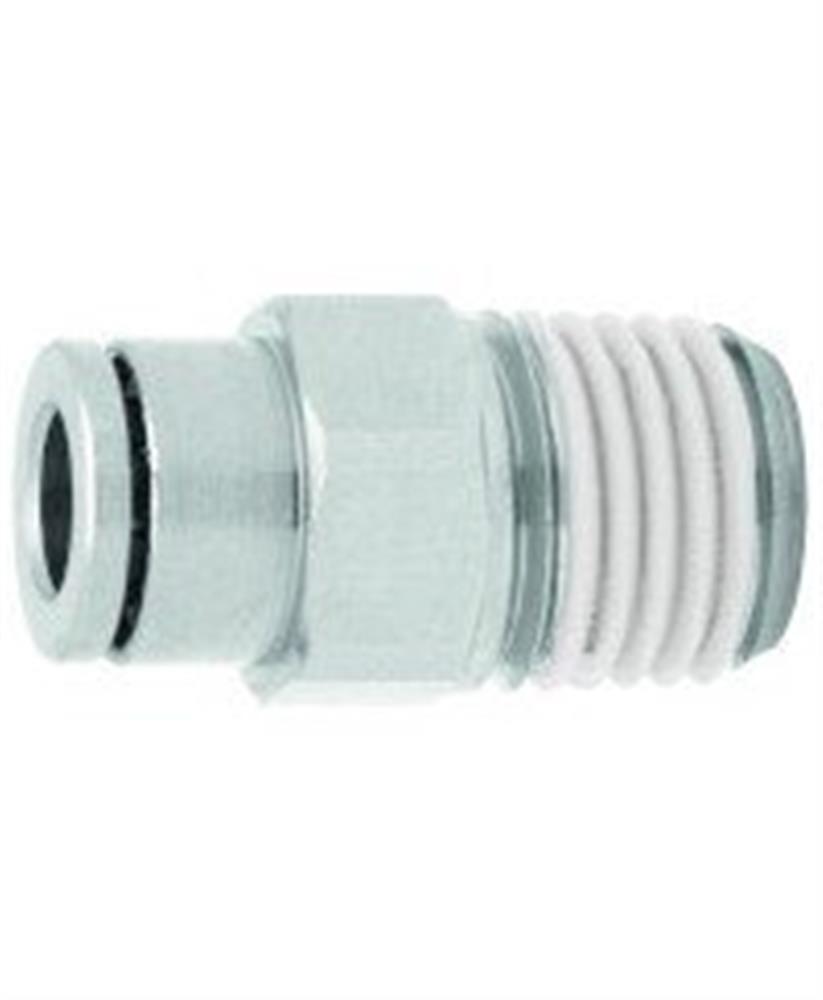 Norgren PUSH-IN Straight Insertion brass, nickel-plated BSPT nipple - 10mm, 1/8"