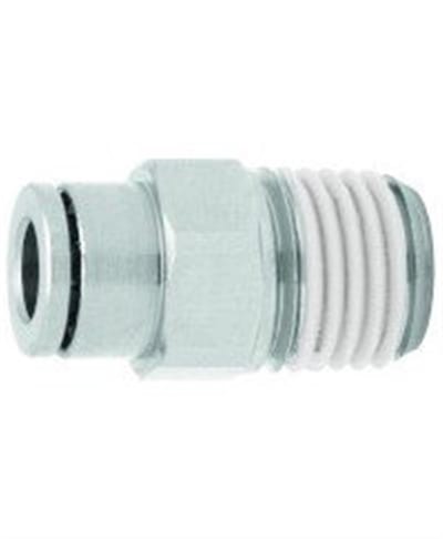 Norgren PUSH-IN Straight Insertion brass, nickel-plated BSPT nipple - 10mm, 1/8"