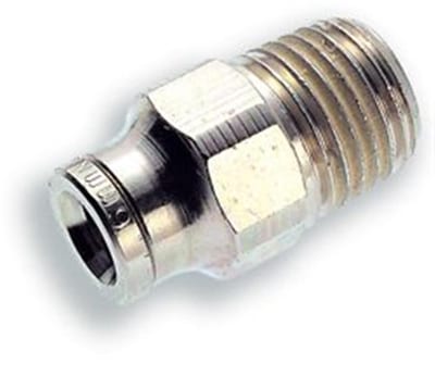 Norgren PUSH-IN Straight Insertion brass, nickel-plated BSPT nipple - 12mm, 1/2"