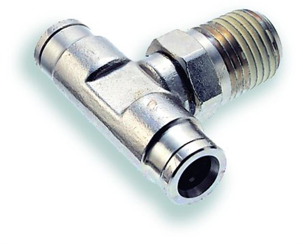 Norgren PUSH-IN T Insertion brass, nickel-plated BSPT nipple - 8mm, 3/8" 10099697