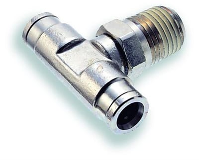 Norgren PUSH-IN T Insertion brass, nickel-plated BSPT nipple - 8mm, 3/8" 10099697