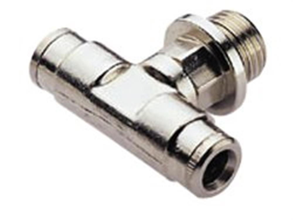 Norgren PUSH-IN T Insertion swivel brass, nickel-plated BSPP nipple - 4mm, 1/8"