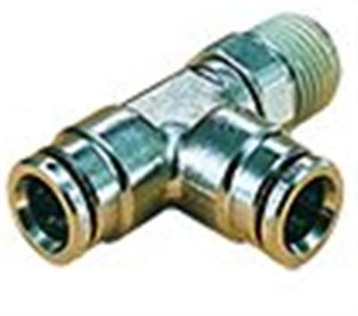 Norgren PUSH-IN T Insertion swivel brass, nickel-plated BSPT nipple - 8mm, 1/4"