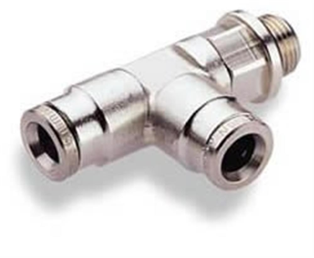 Norgren PUSH-IN T Insertion swiveling brass, nickel-plated BSPP nipple - 8mm, 3/8"