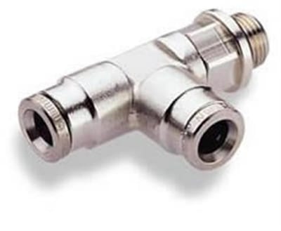 Norgren PUSH-IN T Insertion swiveling brass, nickel-plated BSPP nipple - 8mm, 3/8"