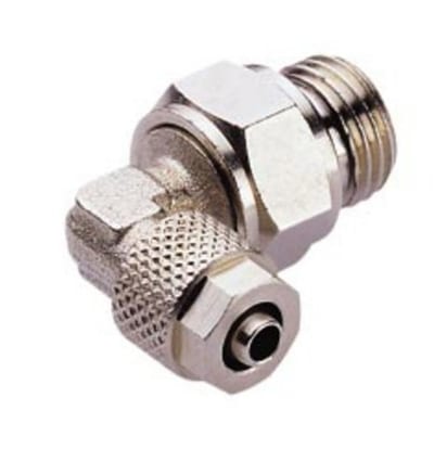 Norgren PUSH-ON Angle Insertion rotatable Nickel-plated brass BSPP nipple - 8mm, 1/8"