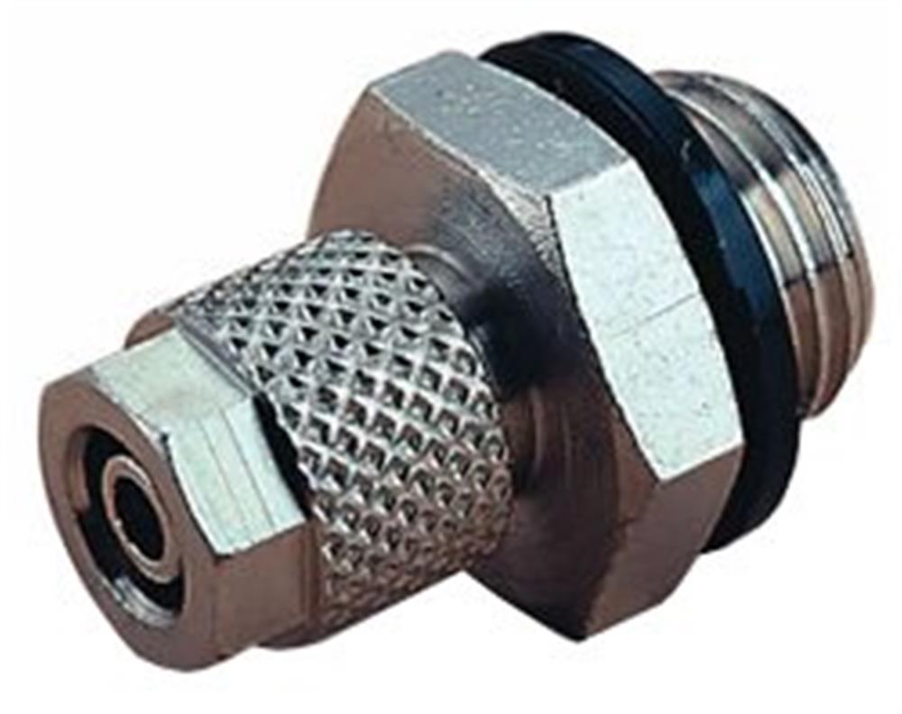 Norgren PUSH-ON Straight Insertion Nickel-plated brass BSPP nipple - 6mm, 1/8"