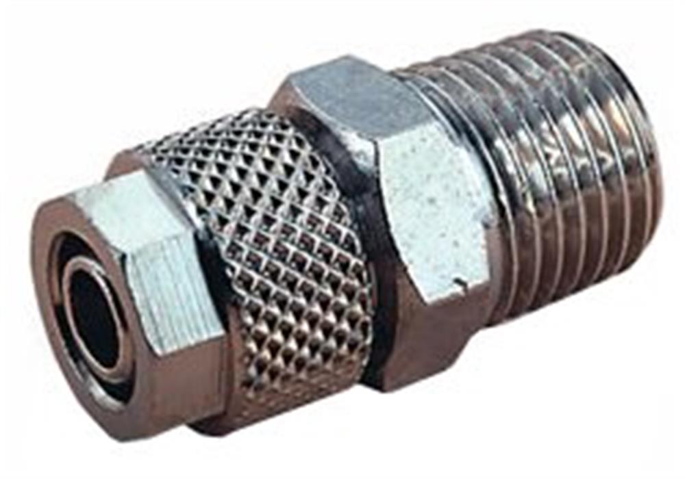 Norgren PUSH-ON Straight Insertion Nickel-plated brass BSPT nipple - 10mm, 1/8"