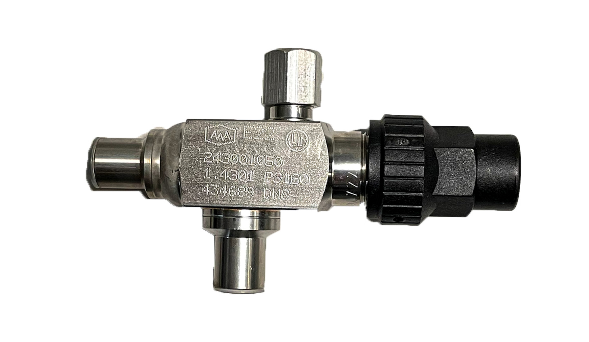 Angle Valve 1/2" ID × 1/2" ID with 1/4" Flare Port, CO2 60 bar (243007000)