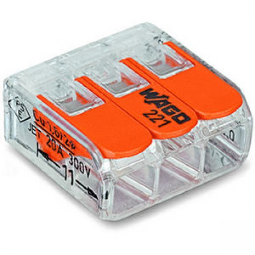 WAGO 3-Conductor Connector 3 × 4 mm² (1221903)