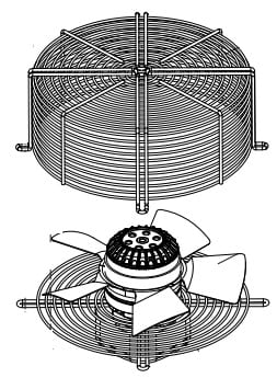 Top Fan 250 mm, 230 V, Motor and Fan Blade Only