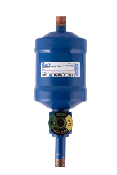 Castel DI308E4S filter drier, 100% molecular sieve, moisture indicator, 1/4"
