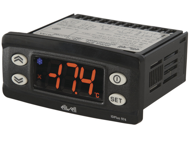 Eliwell IDPlus 974 Freezer Controller with Fan, Compressor and Defrost Outputs, 2 × PTC/NTC/PT1000, 12 V (IDP2EDB3E0000)