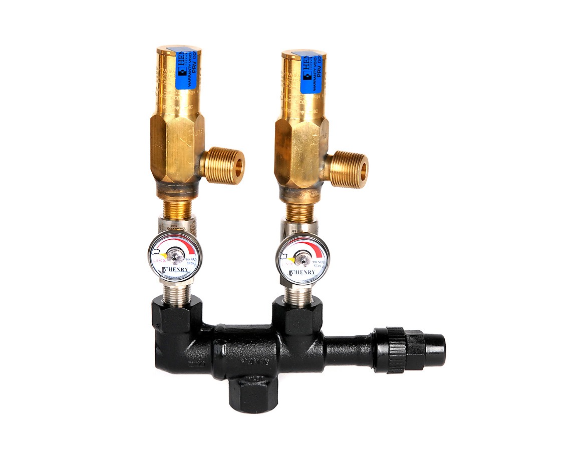 Henry Technologies SDK2 Dual Pressure Relief Valve Assembly, 16.2 bar, 1/2" NPT, CE