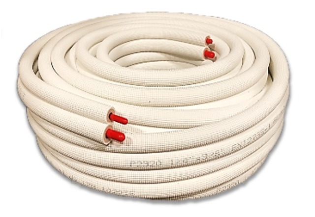 Pre-Insulated Copper Pipe Pair 1/4" + 1/2", 20 m Coil, White (P2420WH)