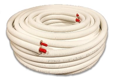 Pre-Insulated Copper Pipe Pair 1/4" + 1/2", 20 m Coil, White