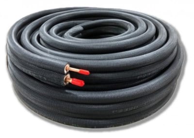 Pre-Insulated Copper Pipe Pair 3/8" + 5/8", 20 m Coil, Black