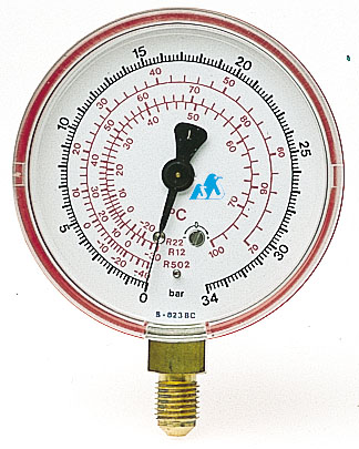 High-Pressure Gauge 823-S-BC-1.0/447, 0–34 bar, Ø80 mm, Class 1.0, 1/4" Flare (435810)