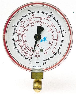 High-Pressure Gauge 823-S-BC-1.0/447, 0–34 bar, Ø80 mm, Class 1.0, 1/4" Flare