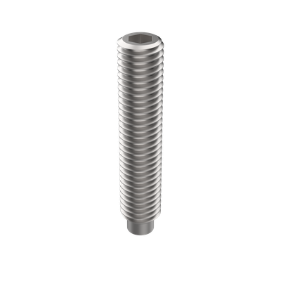 DIN 915 Set Screw with Hex Drive and Extended-Tip, Steel 45H, M2 x 3, Dog Point, Black Oxide