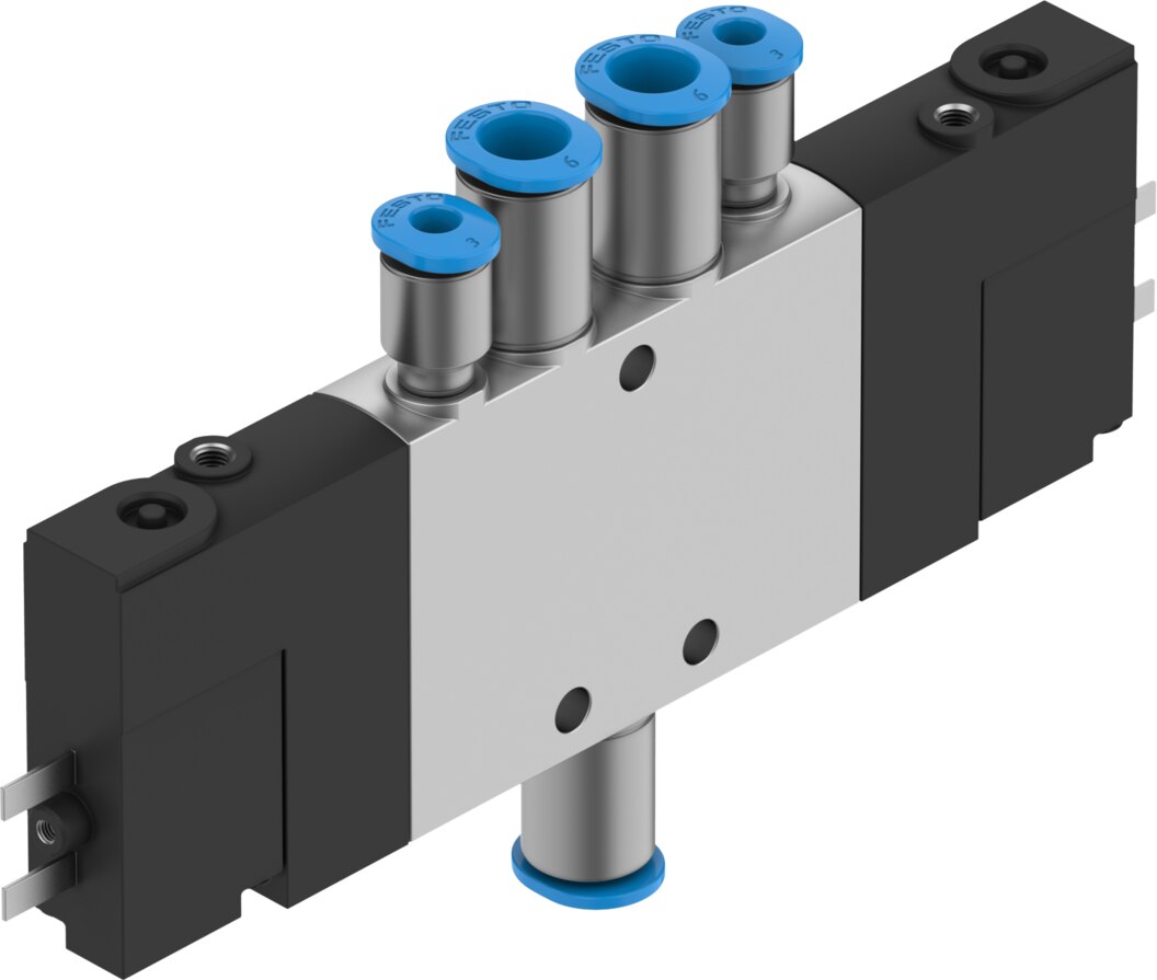 Festo CPE10 Solenoid Valve - QS-6", El, Spring, CPE10-M1BH-5/3GS-QS6-B