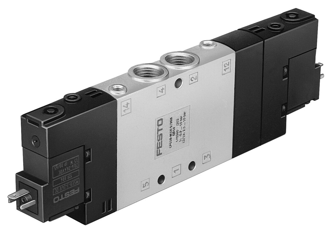 Festo CPE18 Solenoid Valve - G1/4", El, Spring, CPE18-M3H-5/3B-1/4