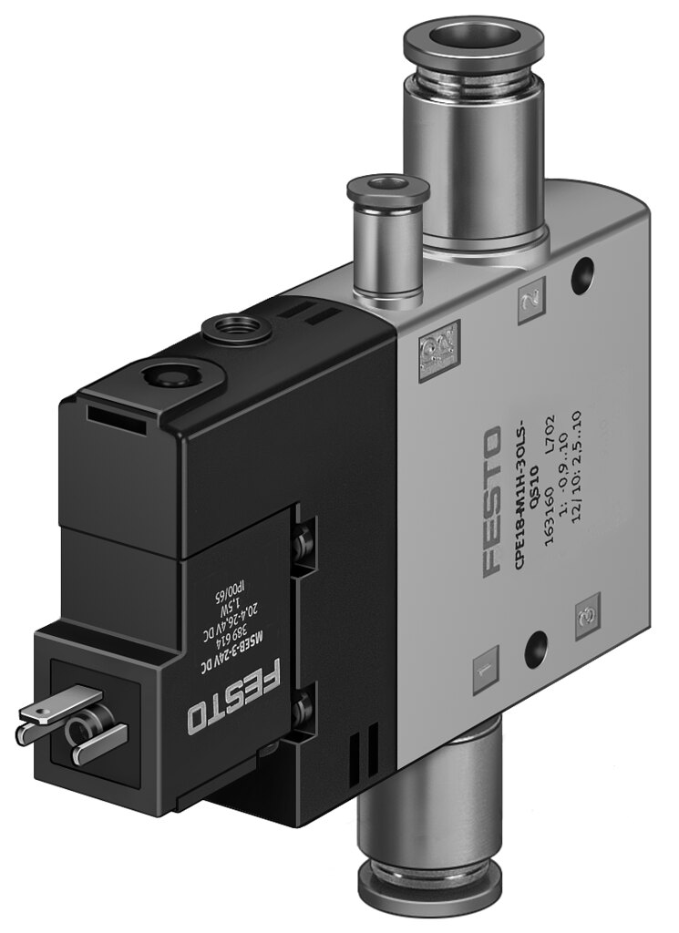 Festo CPE24 Solenoid Valve - QS-12", El, Spring, CPE24-M1H-3GLS-QS-12