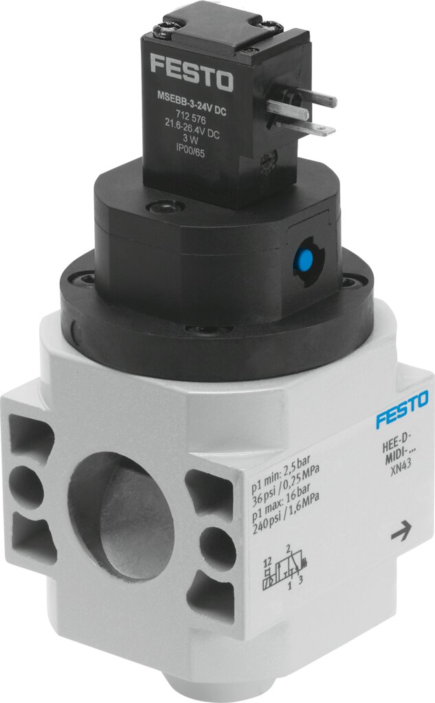 Festo HEE Inflation valve Midi - Electrical, Spring, HEE, HEE-D-MIDI-230
