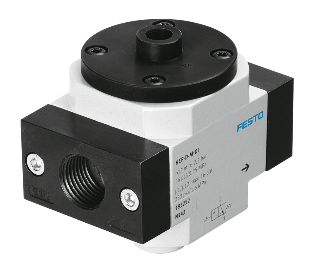 Festo HEP Inflation valve Midi - 3/4", Pneumatic, Spring, HEP, HEP-3/4-D-MIDI