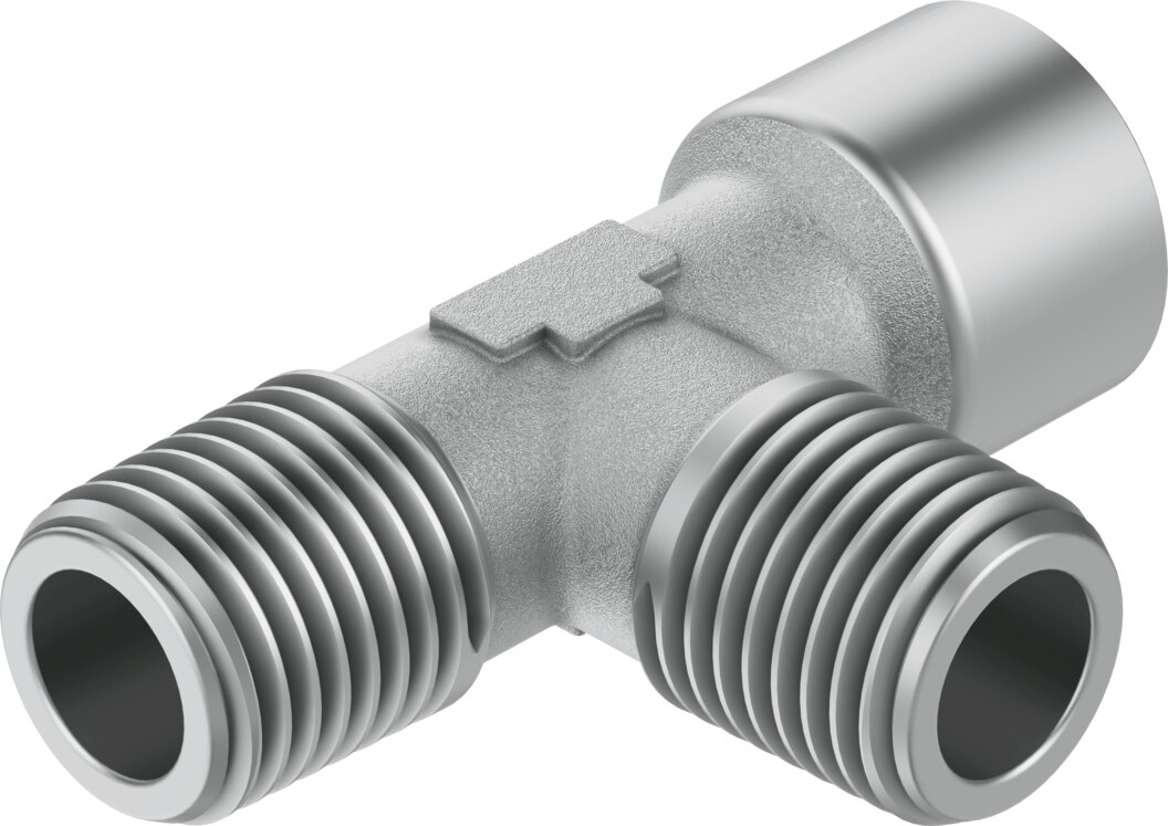 Festo NPFC-T T-fitting brass, nickel-plated BSPT nipple/nipple/socket - 1/4", NPFC-T-2R14-G14-MMF