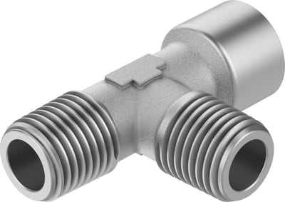 Festo NPFC-T T-fitting brass, nickel-plated BSPT nipple/nipple/socket - 1/4", NPFC-T-2R14-G14-MMF