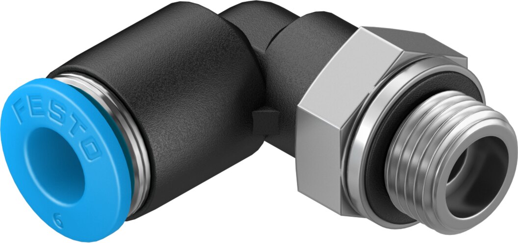 Festo QSL Elbow fitting push-in composite BSPP nipple - 6mm, 1/8", QSL-G1/8-6