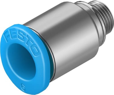 Festo QSM Straight fitting push-in nickel-plated brass metric nipple - 6mm, 5mm, QSM-M5-6-I